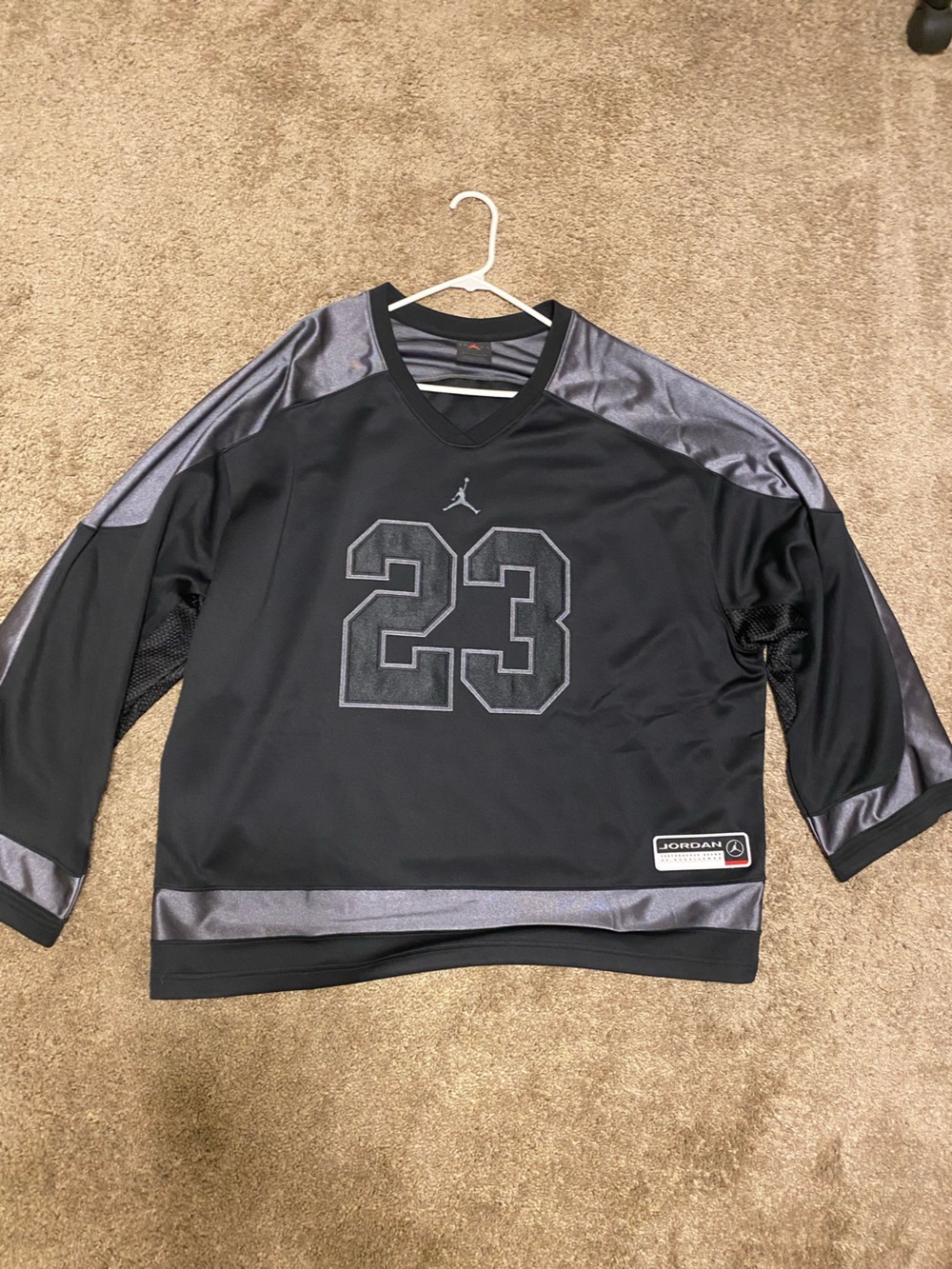 Jordan Black Hockey Jersey with Silver Accents